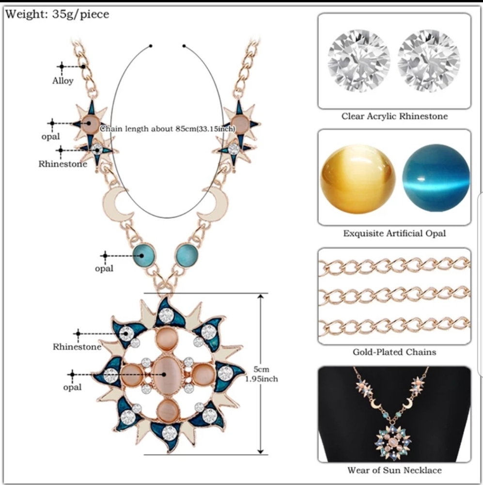 🆕️Sun rhinestone necklace - Picture 6 of 6